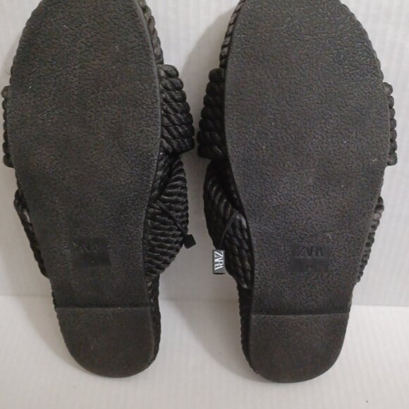 ZARA ROPE SLIDE SANDALS BLACK SIZE 39 - Picture 12 of 12